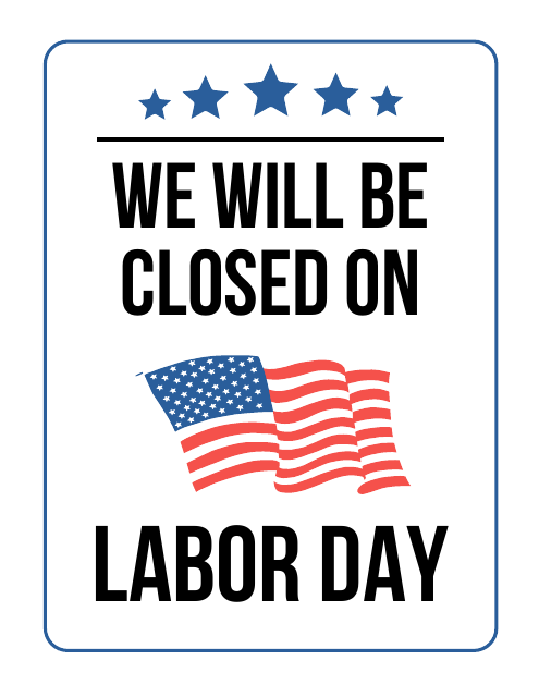 Closed Sign Template - Labor Day
