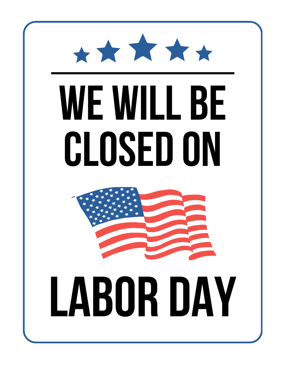 Closed Sign Template - Labor Day