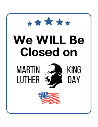 Document preview: Closed Sign Template - Martin Luther King Day