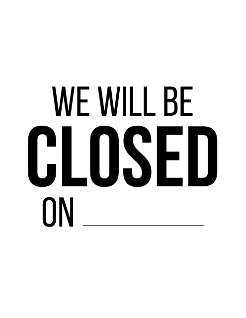 Closed Sign Template - Blank