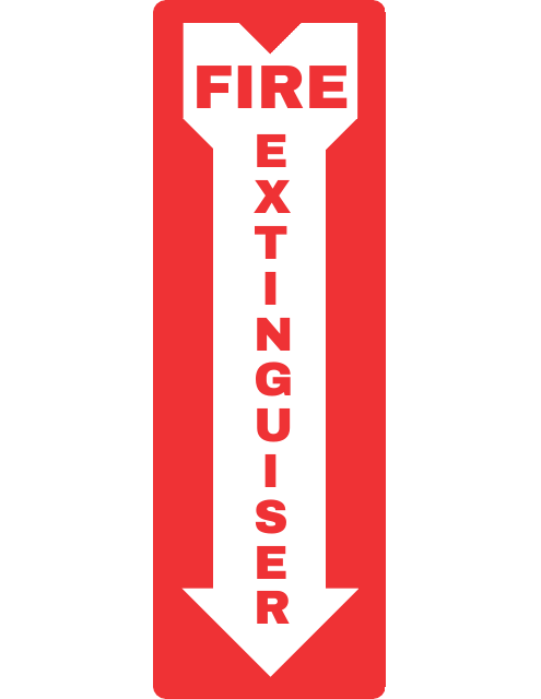 Fire Extinguisher Sign Template with Down Arrow Icon