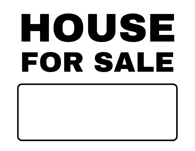 For Sale Sign Template - House, White