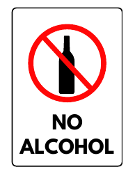 Document preview: No Alcohol Sign Template
