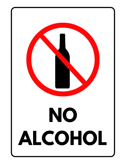 No Alcohol Sign Template - Docment Preview
