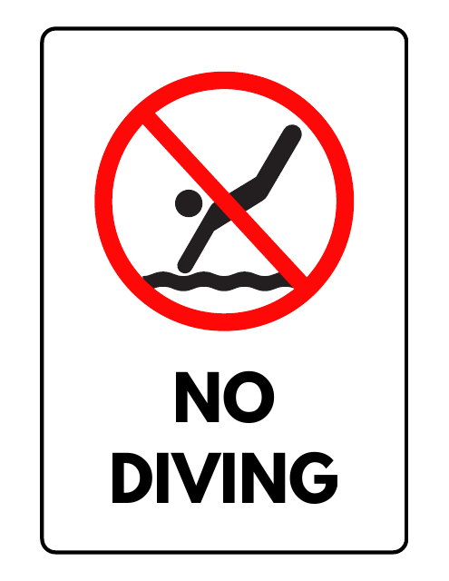 No Diving Sign Template