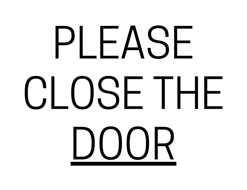 Close the Door Sign Template