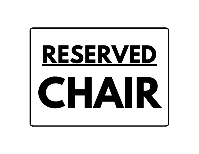 A sleek and professional reserved chair sign template image customization available on TemplateRoller.