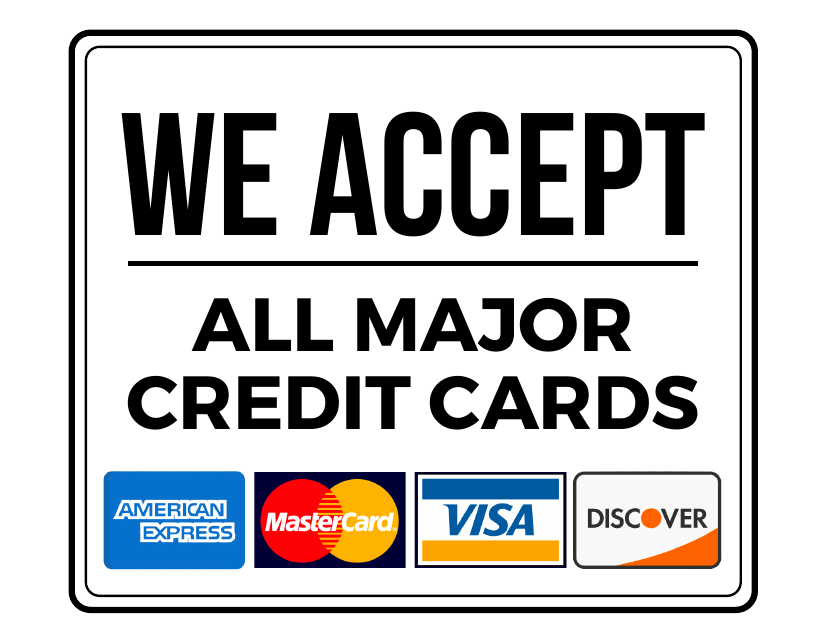 We Accept All Major Credit Cards Sign Template