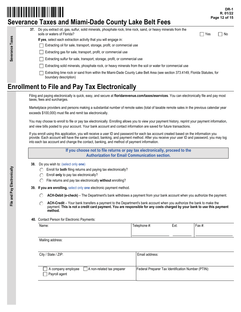Form DR-1 Florida Business Tax Application - Florida, Page 12