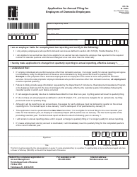 Document preview: Form RT-7A Application for Annual Filing for Employers of Domestic Employees - Florida