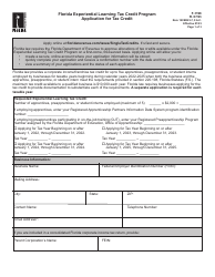 Form F-1198 Application for Tax Credit - Florida Experiential Learning Tax Credit Program - Florida