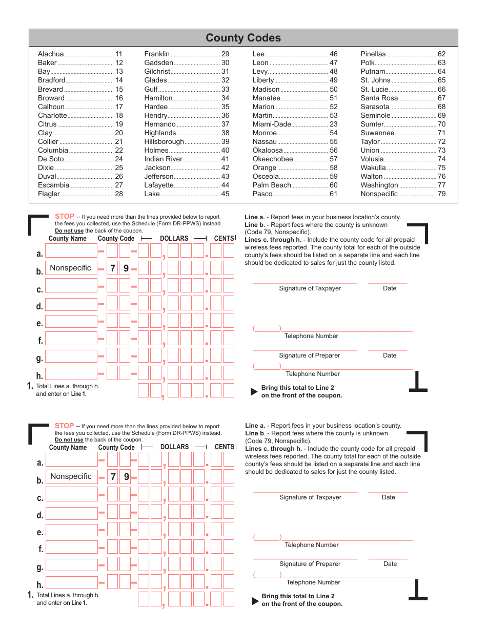 Form DR-PPW Florida Prepaid Wireless Fee Return - Florida, Page 2