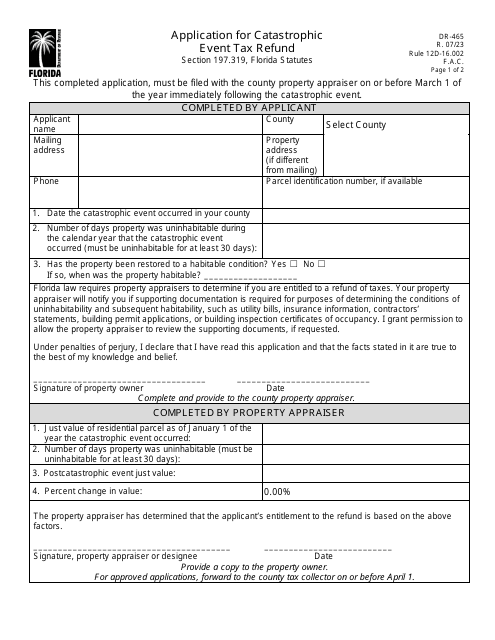 Form DR-465  Printable Pdf