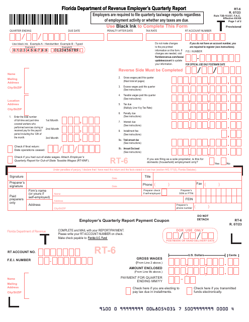 Form RT-6  Printable Pdf