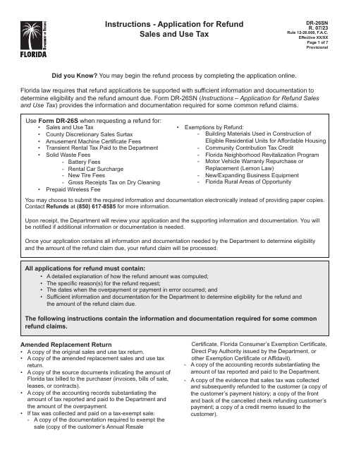 Form DR-26S  Printable Pdf