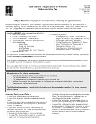 Instructions for Form DR-26S Application for Refund - Sales and Use Tax - Florida