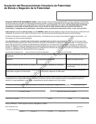 Document preview: Formulario HFS3416ES Anulacion Del Reconocimiento Voluntario De Paternidad De Illinois O Negacion De La Paternidad - Illinois (Spanish)