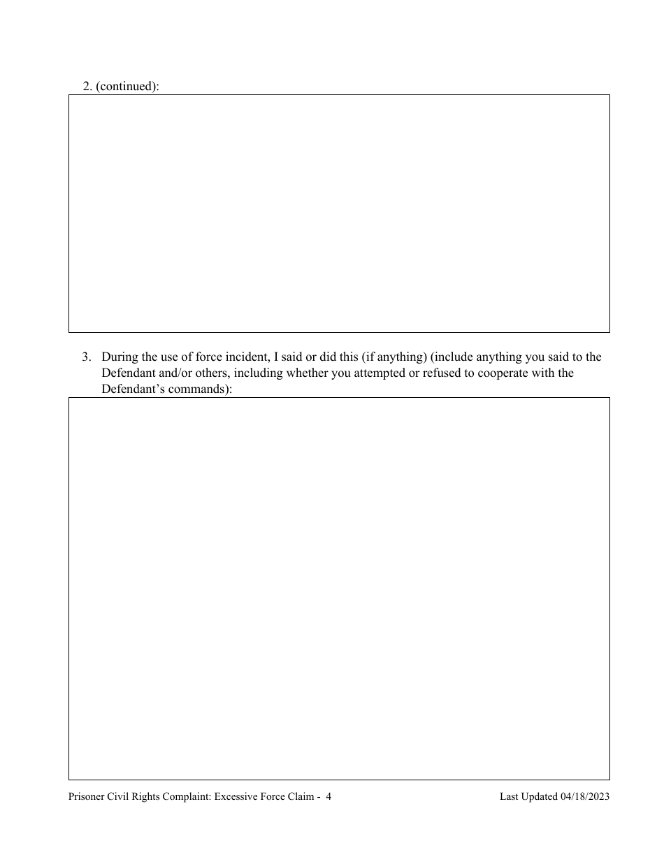 Prisoner Civil Rights Complaint: Excessive Force Claim - Montana, Page 4