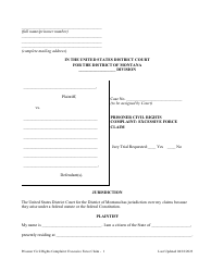 Document preview: Prisoner Civil Rights Complaint: Excessive Force Claim - Montana