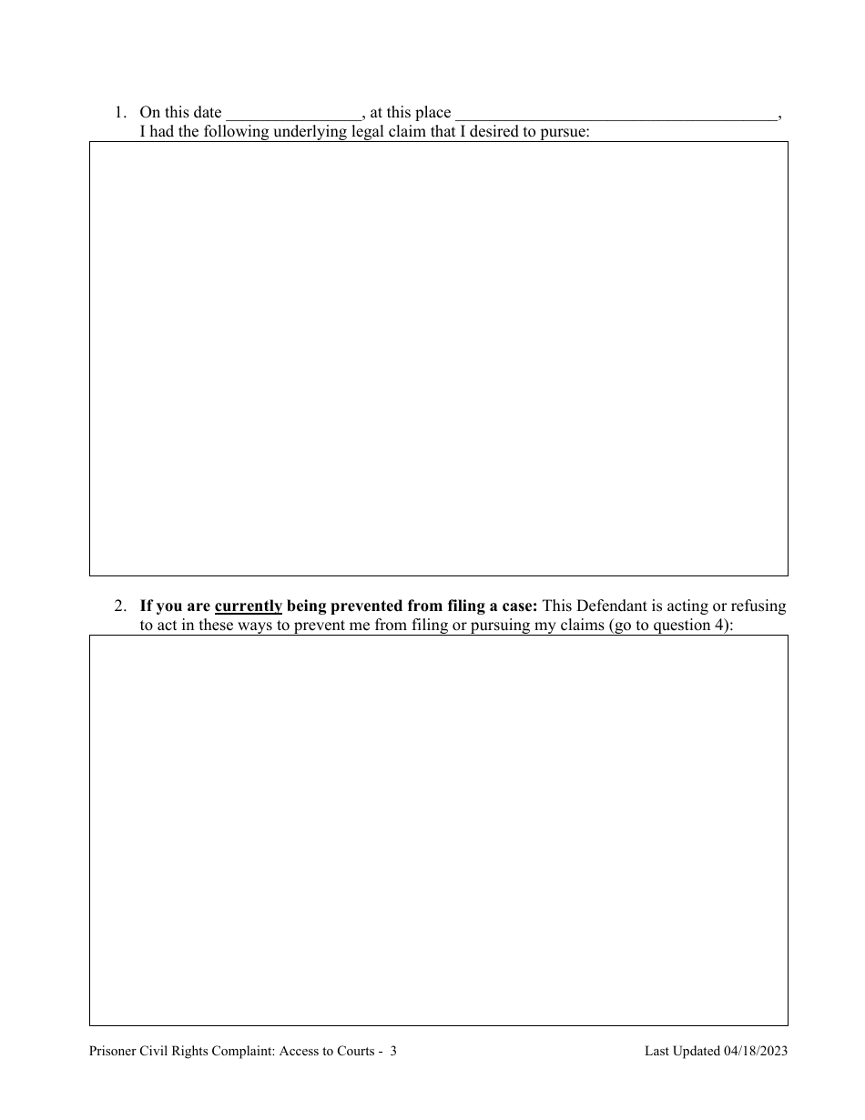 Prisoner Civil Rights Complaint: Access to Courts - Montana, Page 3