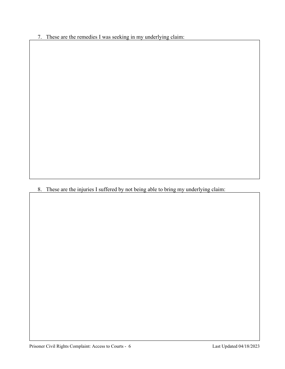 Prisoner Civil Rights Complaint: Access to Courts - Montana, Page 6