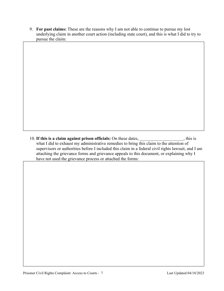 Prisoner Civil Rights Complaint: Access to Courts - Montana, Page 7