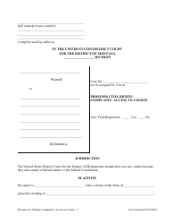 Document preview: Prisoner Civil Rights Complaint: Access to Courts - Montana