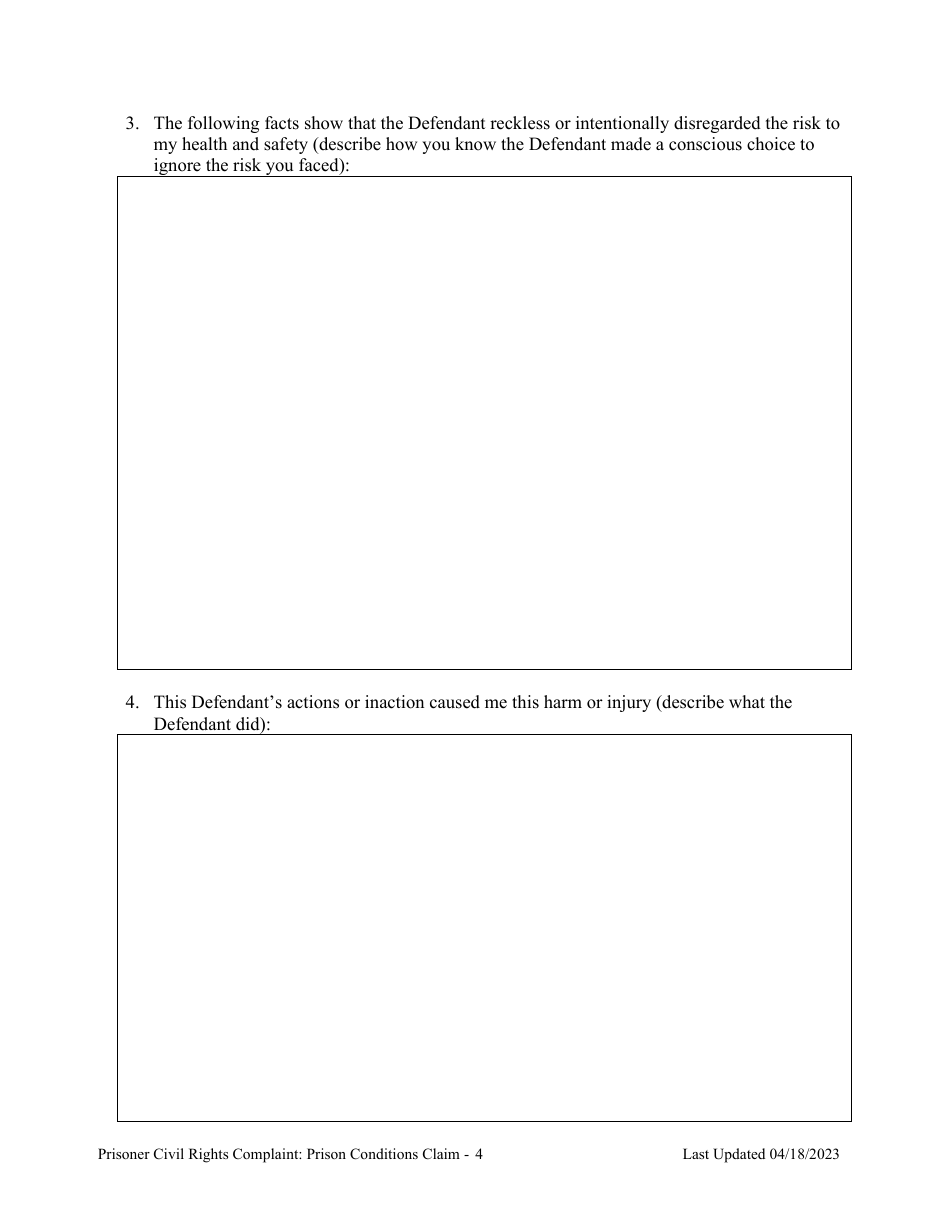 Prisoner Civil Rights Complaint: Prision Conditions - Montana, Page 4