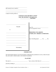 Document preview: Prisoner Civil Rights Complaint: Prision Conditions - Montana