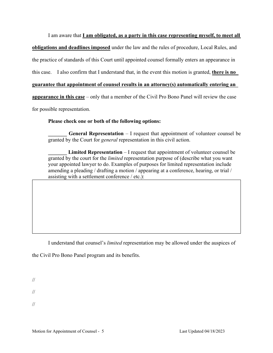 Motion for Appointment of Counsel - Montana, Page 5