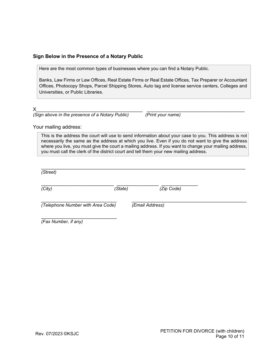 Petition for Divorce (With Children) - Kansas, Page 10