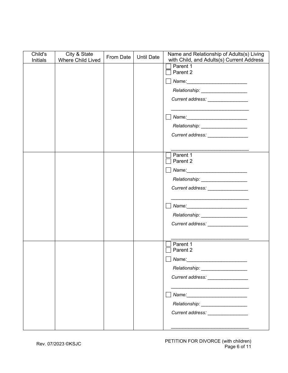 Petition for Divorce (With Children) - Kansas, Page 6