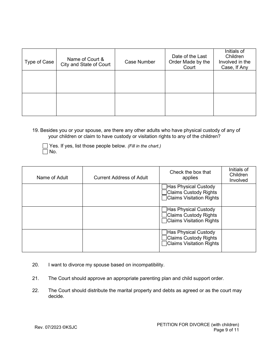 Petition for Divorce (With Children) - Kansas, Page 9