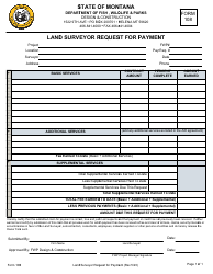 Document preview: Form 108 Land Surveyor Request for Payment - Montana