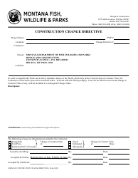 Document preview: Form 109 Construction Change Directive - Montana