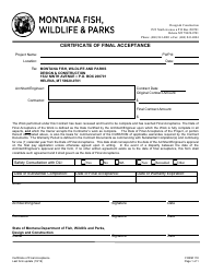 Document preview: Form 118 Certificate of Final Acceptance - Montana