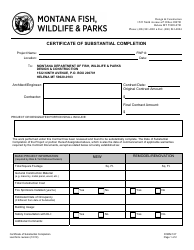 Document preview: Form 107 Certificate of Substantial Completion - Montana