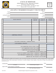 Document preview: Form 108 Architect/Engineer Request for Payment - Montana