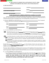 Document preview: Form J-304 (E0340) Entry/Magistrate's Order Appointing Guardian Ad Litem - Franklin County, Ohio