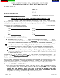 Form J-304 (E0340) Entry/Magistrate&#039;s Order Appointing Guardian Ad Litem - Franklin County, Ohio