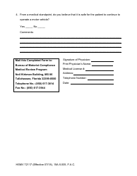 Form HSMV72117 Loss of Consciousness Follow-Up Form - Florida, Page 2