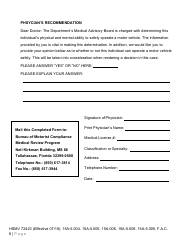 Form HSMV72423 Medical Report - Florida, Page 6
