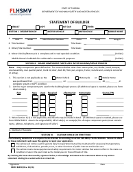 Document preview: Form HSMV84490 Statement of Builder - Florida
