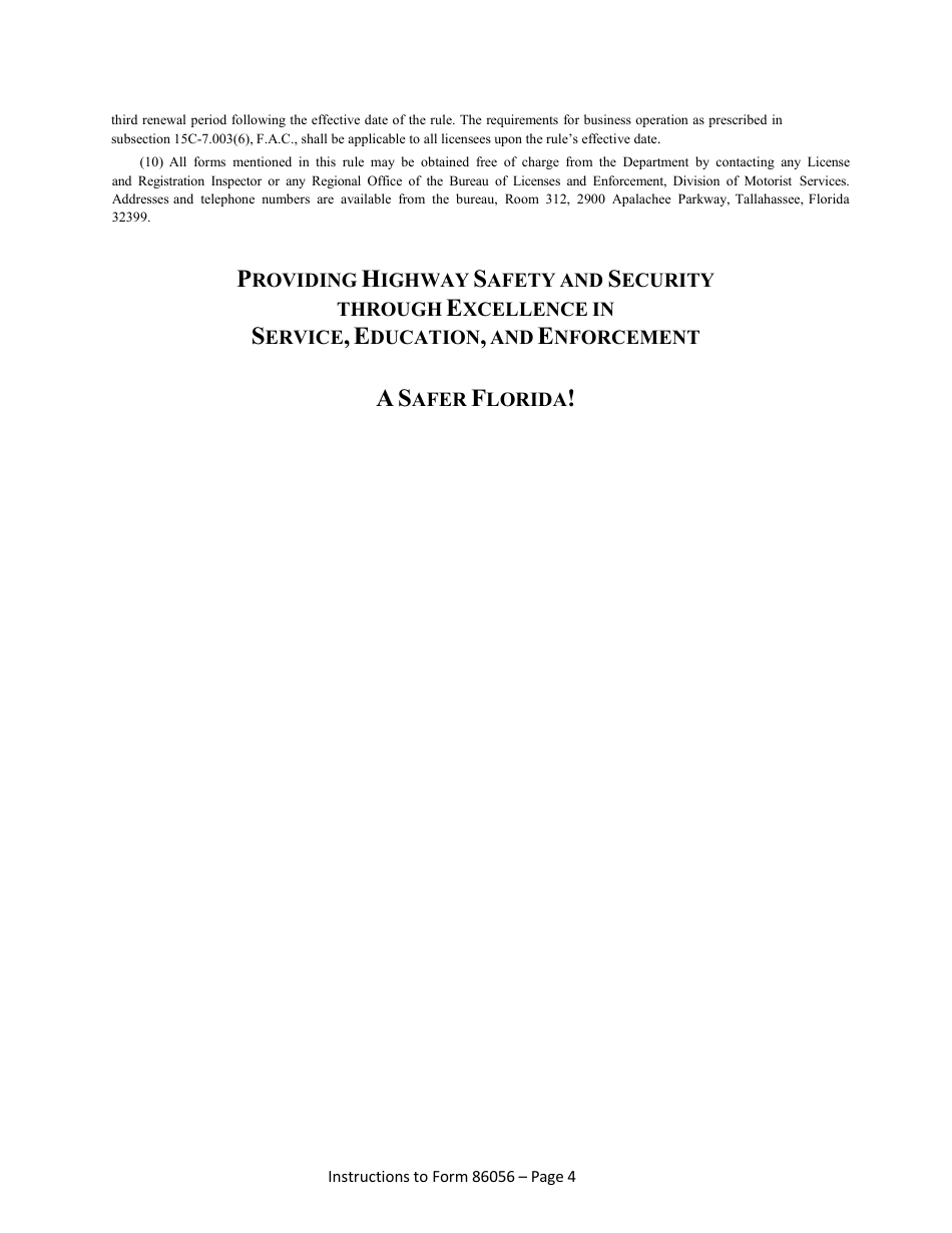 Form HSMV86056 Application for a License as a Motor Vehicle, Mobile Home or Recreational Vehicle Dealer - Florida, Page 10