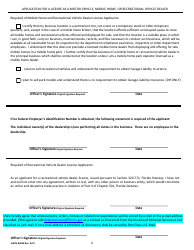 Form HSMV86056 Application for a License as a Motor Vehicle, Mobile Home or Recreational Vehicle Dealer - Florida, Page 4