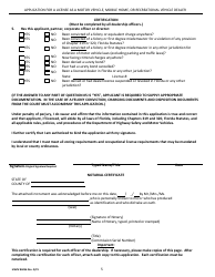 Form HSMV86056 Application for a License as a Motor Vehicle, Mobile Home or Recreational Vehicle Dealer - Florida, Page 5