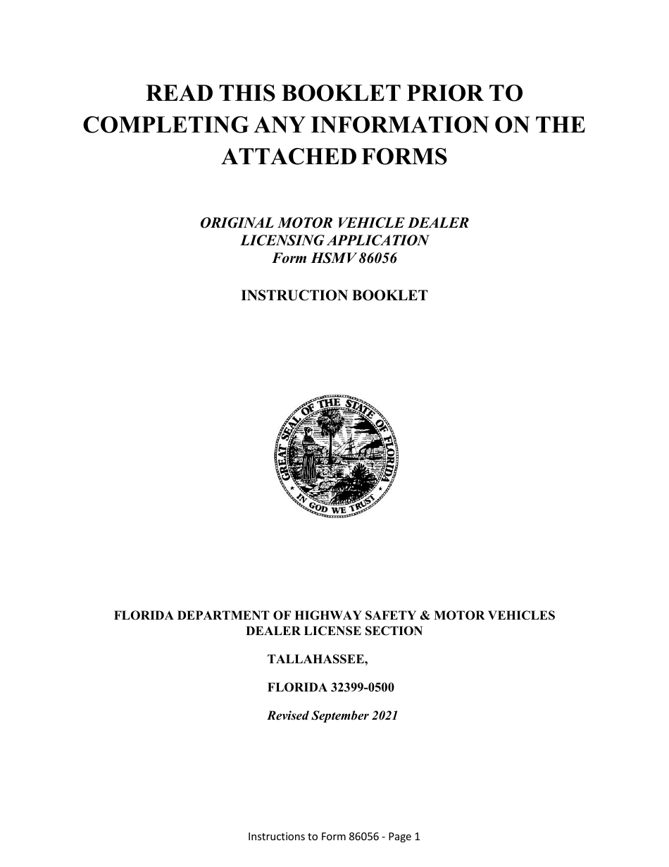 Form HSMV86056 Application for a License as a Motor Vehicle, Mobile Home or Recreational Vehicle Dealer - Florida, Page 7
