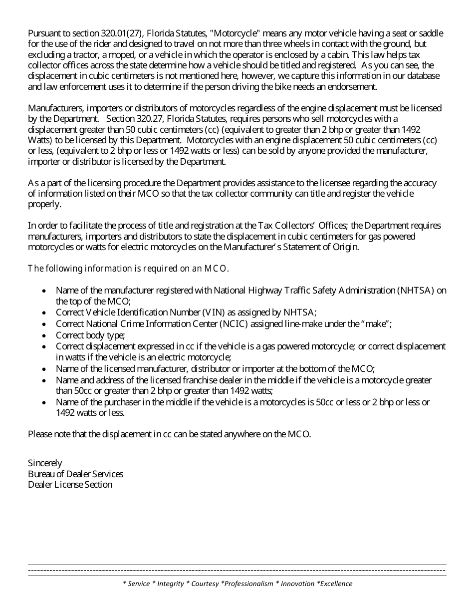 Form HSMV84256 Application for a License as a Motor Vehicle or Recreational Vehicle Manufacturer, Importer, or Distributor or a Mobile Home Manufacturer - Florida, Page 15