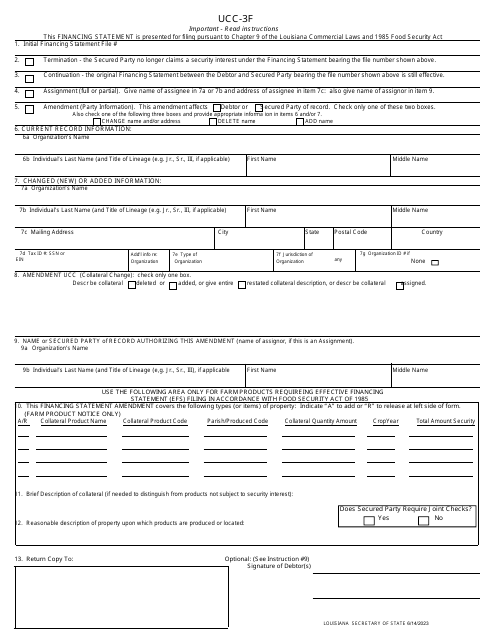 Form UCC-3F Financing Statement Amendment - Louisiana