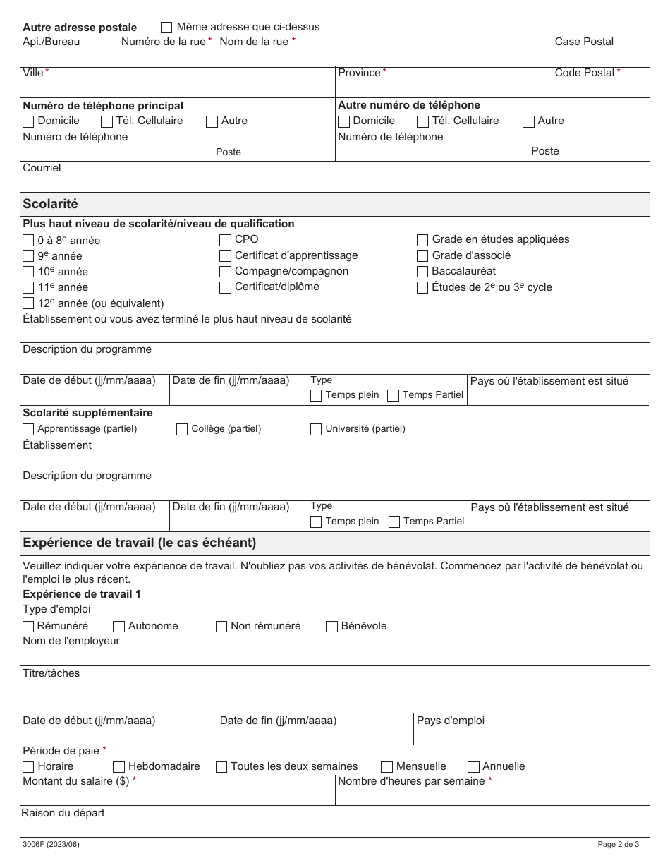 Forme 3006F Inscription De La Participante Ou Du Participant Au Programme Emploi Ontario - Ontario, Canada (French), Page 2